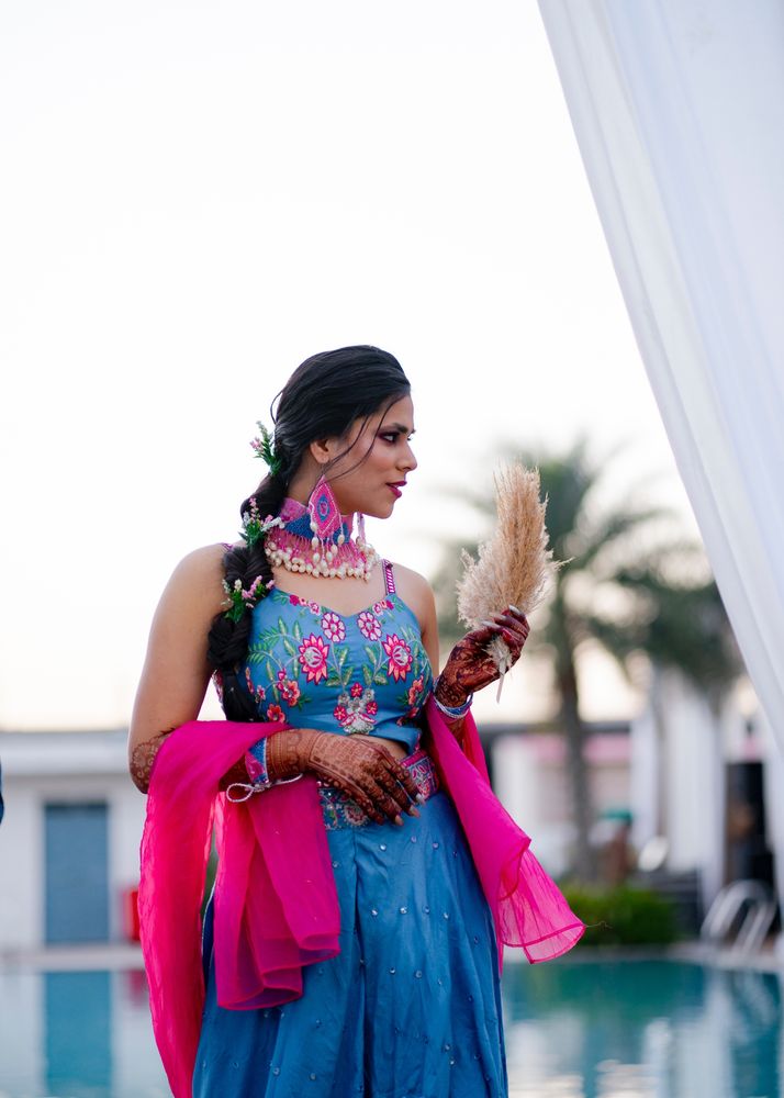 Blue Ethnic Jumpsuit With Theead Work