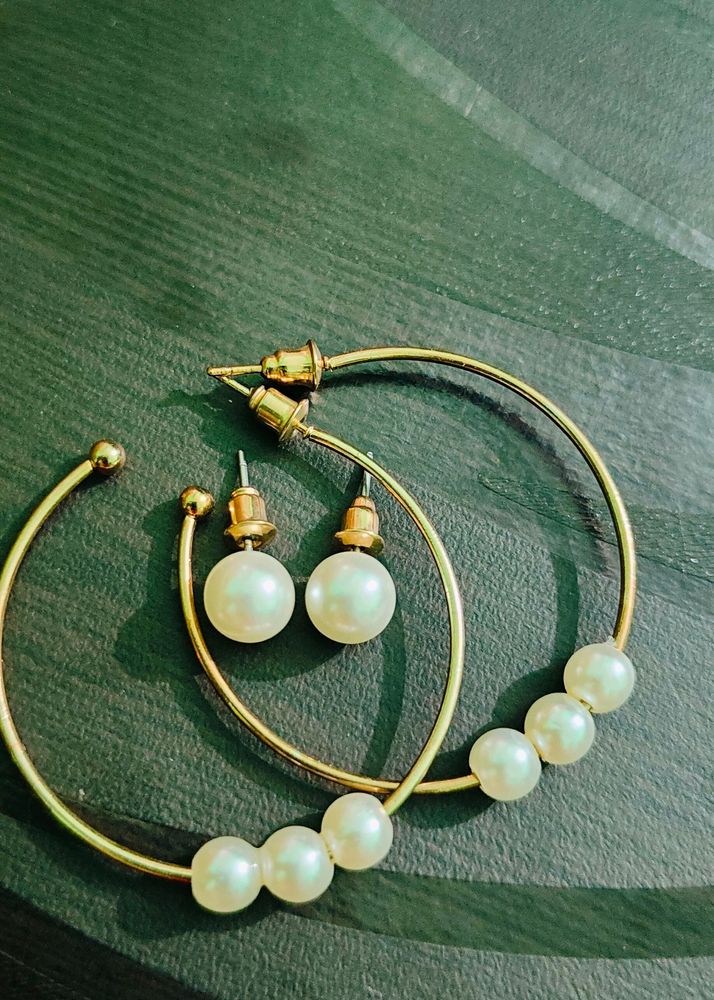 Combo Of 4 White Pearl Earrings