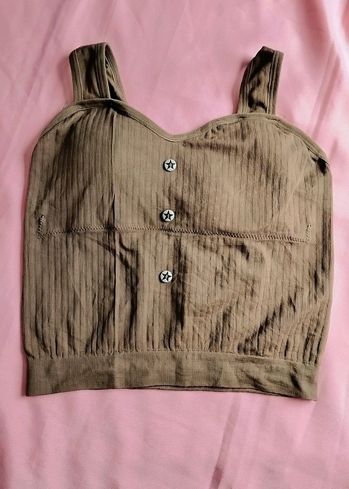 Brown Padded Crop Top