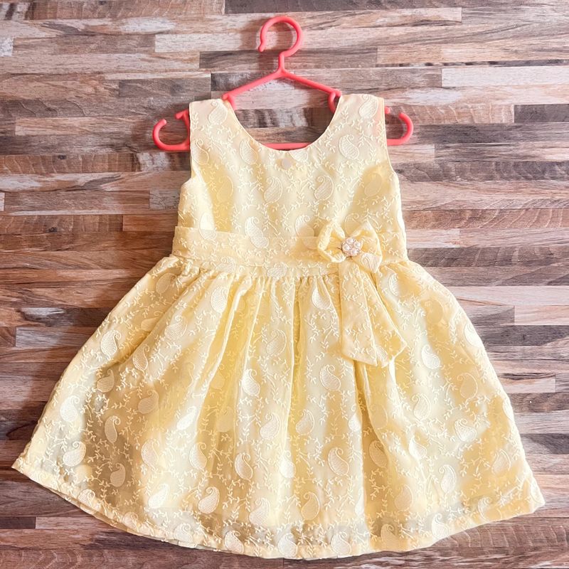 New Yellow Frock With Bow | Party | Occasional