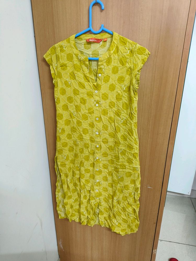 Lime Green Front Slit Kurti