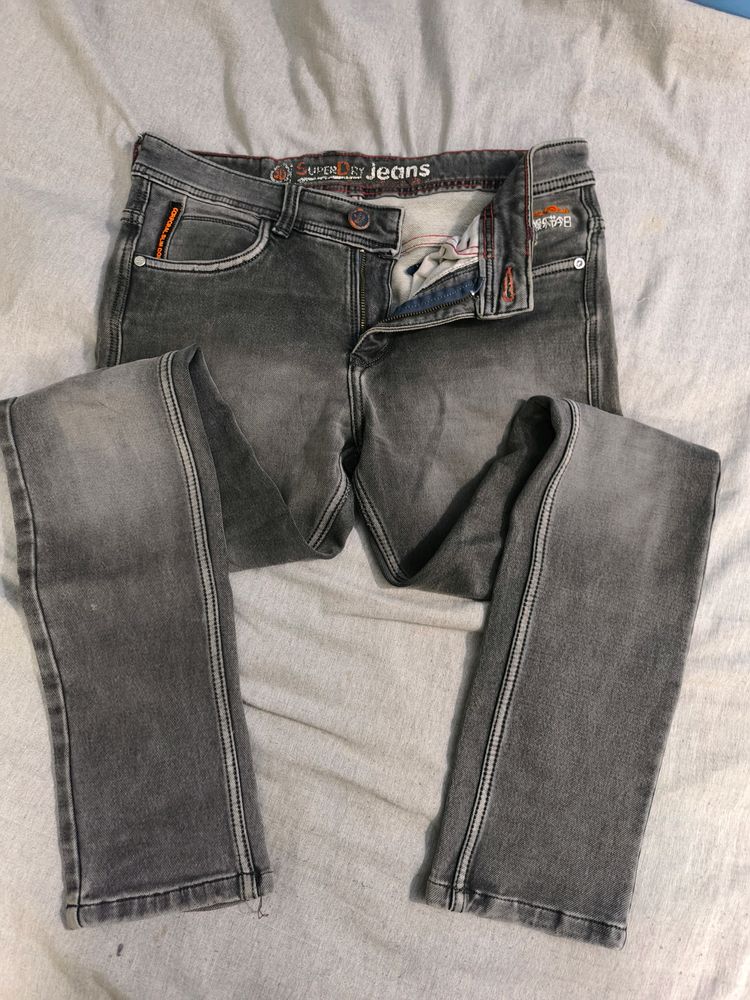 Men's Charcoal Black Colored Jeans