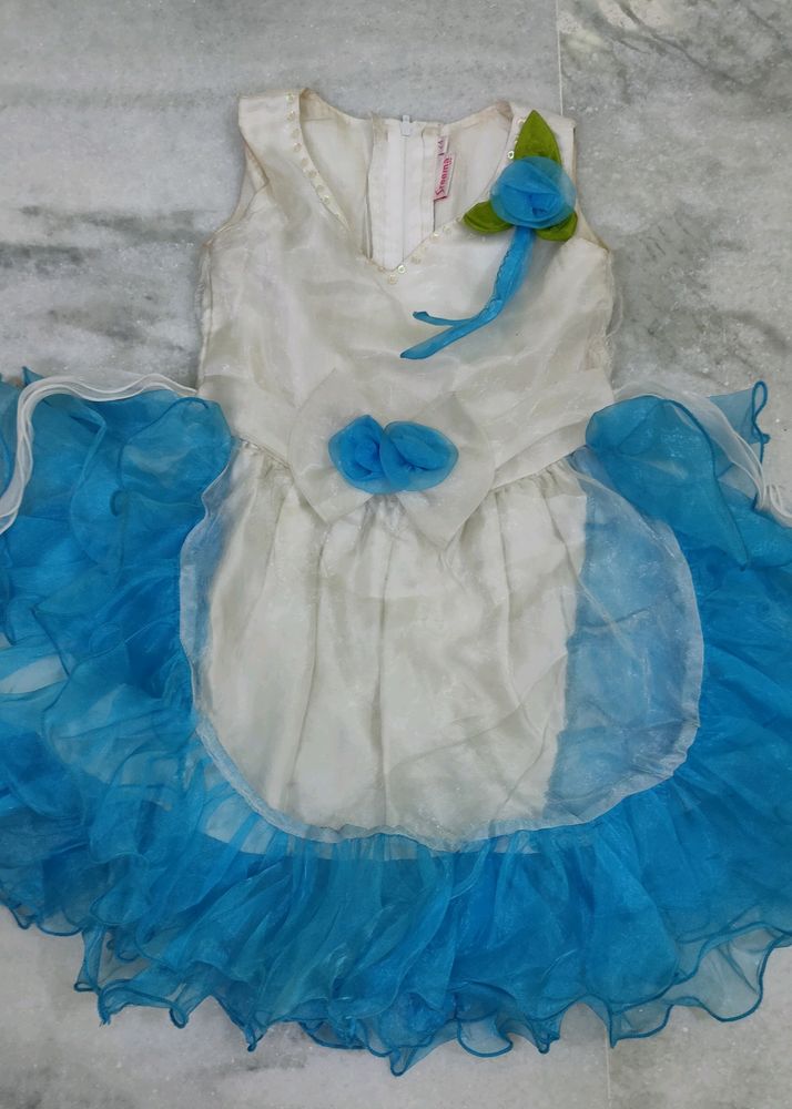 Blue Ruffle Organza Dress