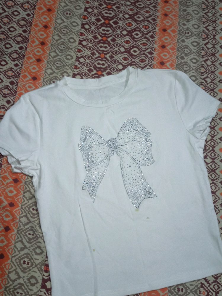 Embellished And Trendy Bow Top.