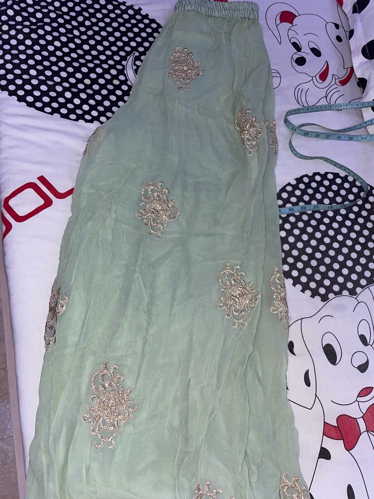 Green Embroidered Party Wear Palazzo