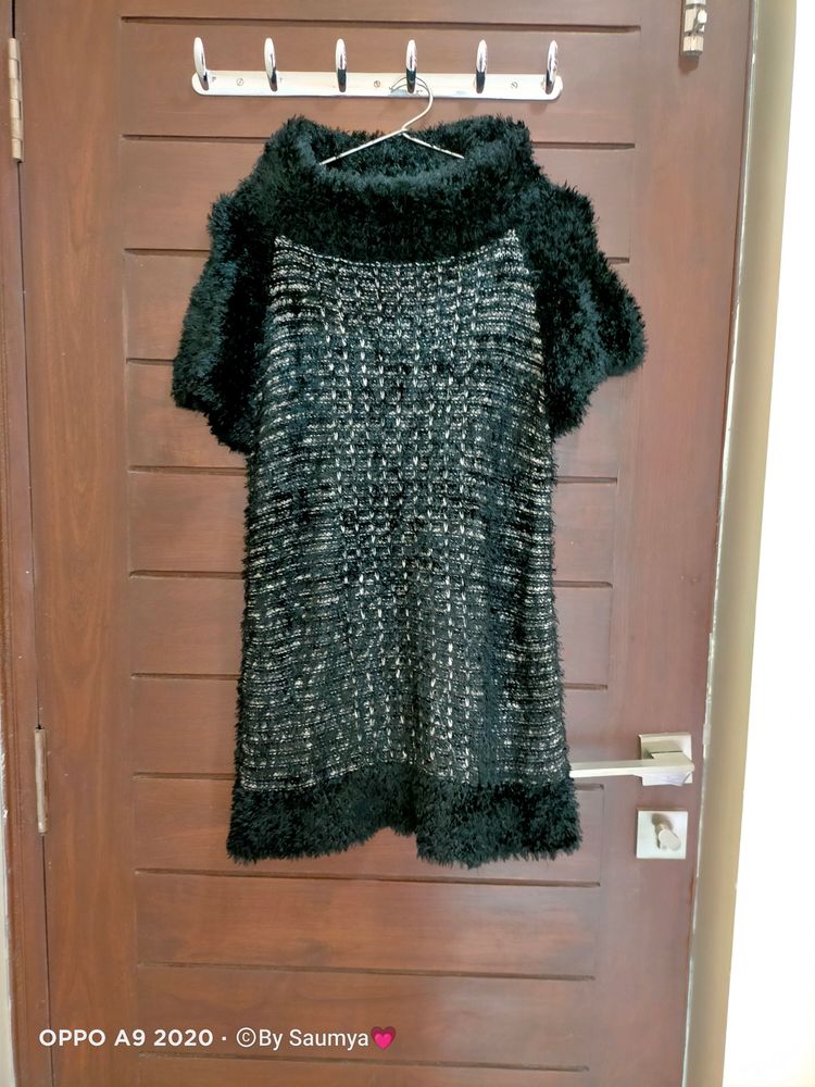 Black Woolen Long Top Cum Dress