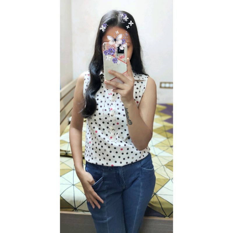 Playful Vibes Colorful Polka Dots Top Small pocket