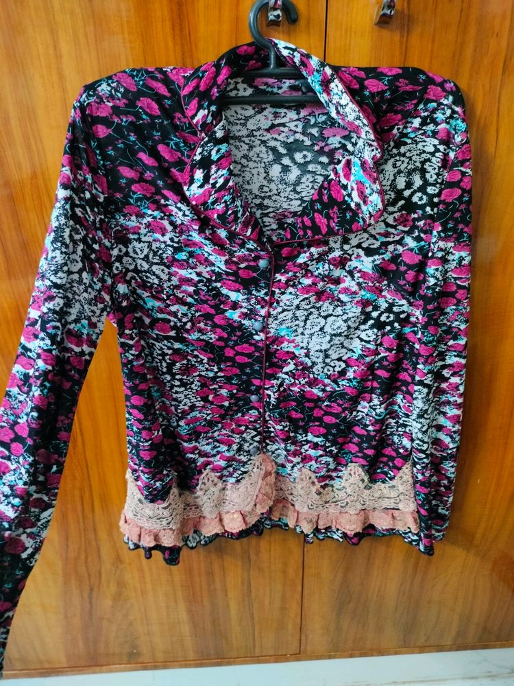 Printed Casual Shirt With Motifs Lace