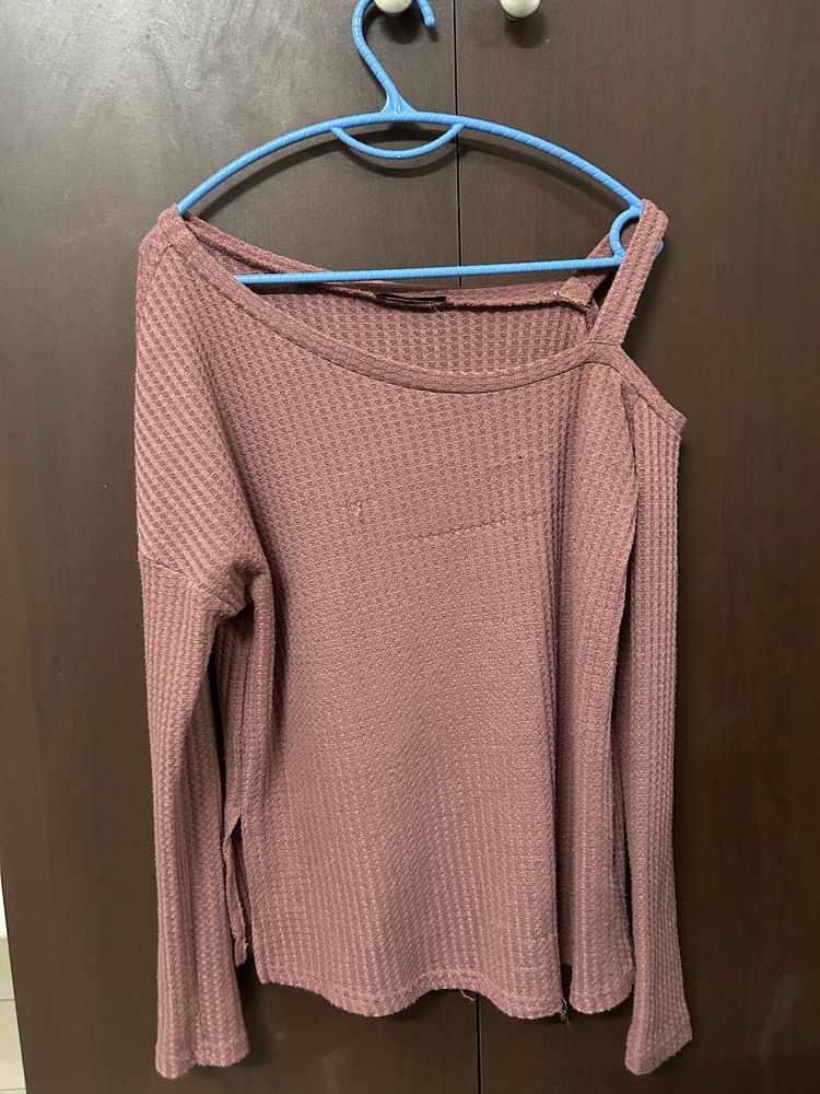 Cute Ribbed Mauve Sweater