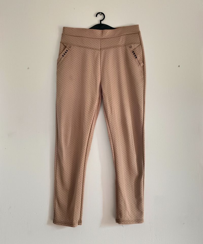 Tan Colored Jeggings With Small Side Pockets