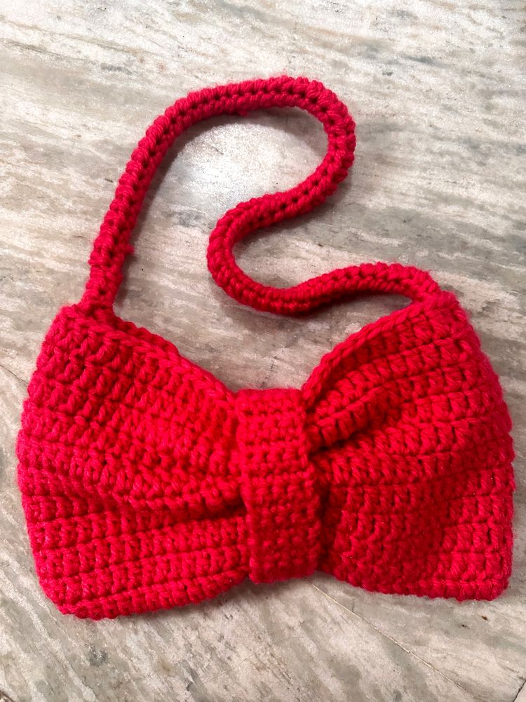 Crochet Bow Tote Bag