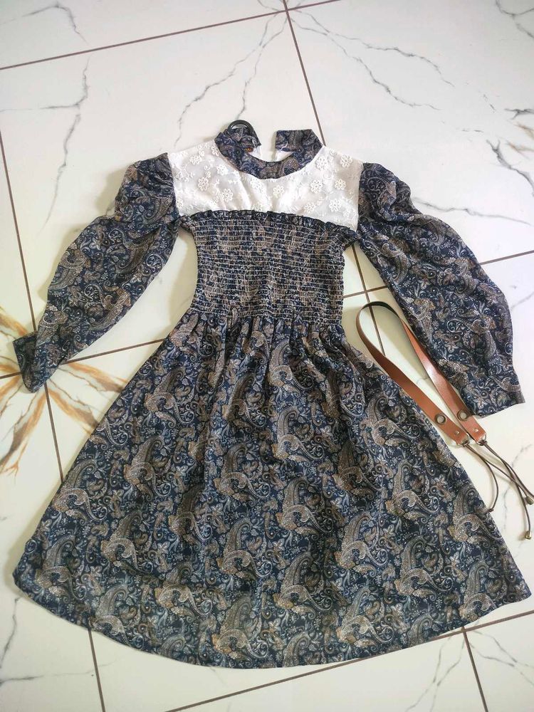 White And Blue Girl Frock