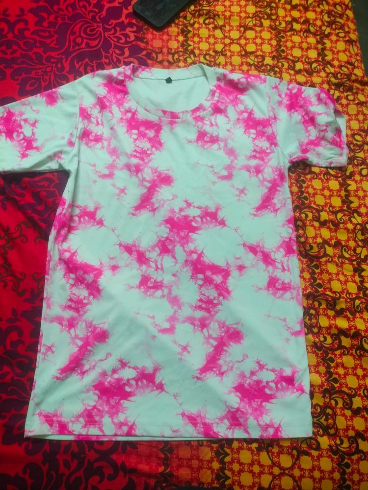 Tie Dye Pink White Casual Tshirt