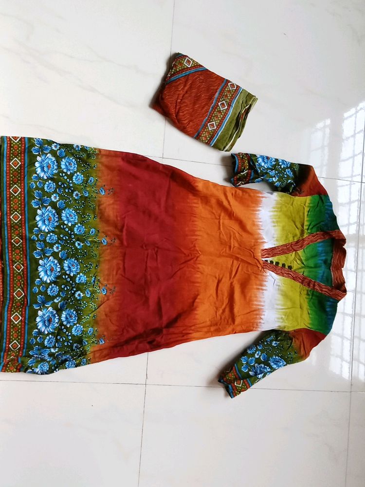 Stitched Kurta Top With Dupatta