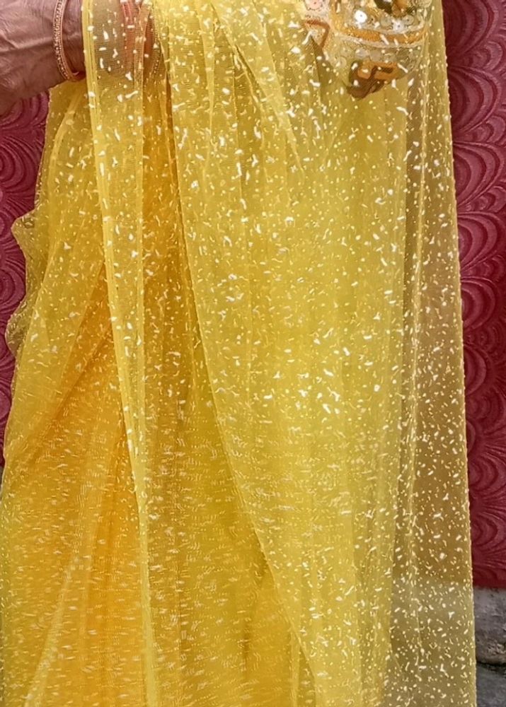 Yellow Net Saree Unused 🎉🎉