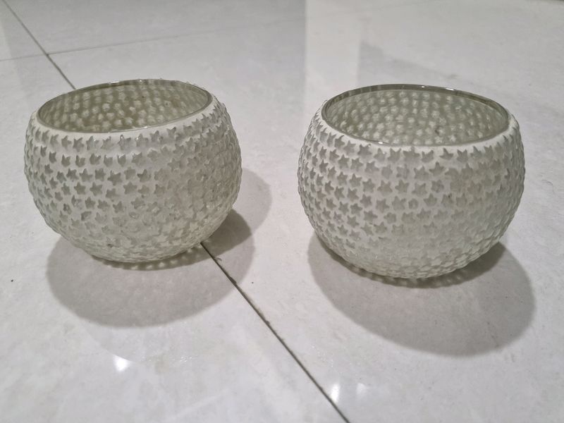 Tea Light Glass Candle Holder Set Of 2