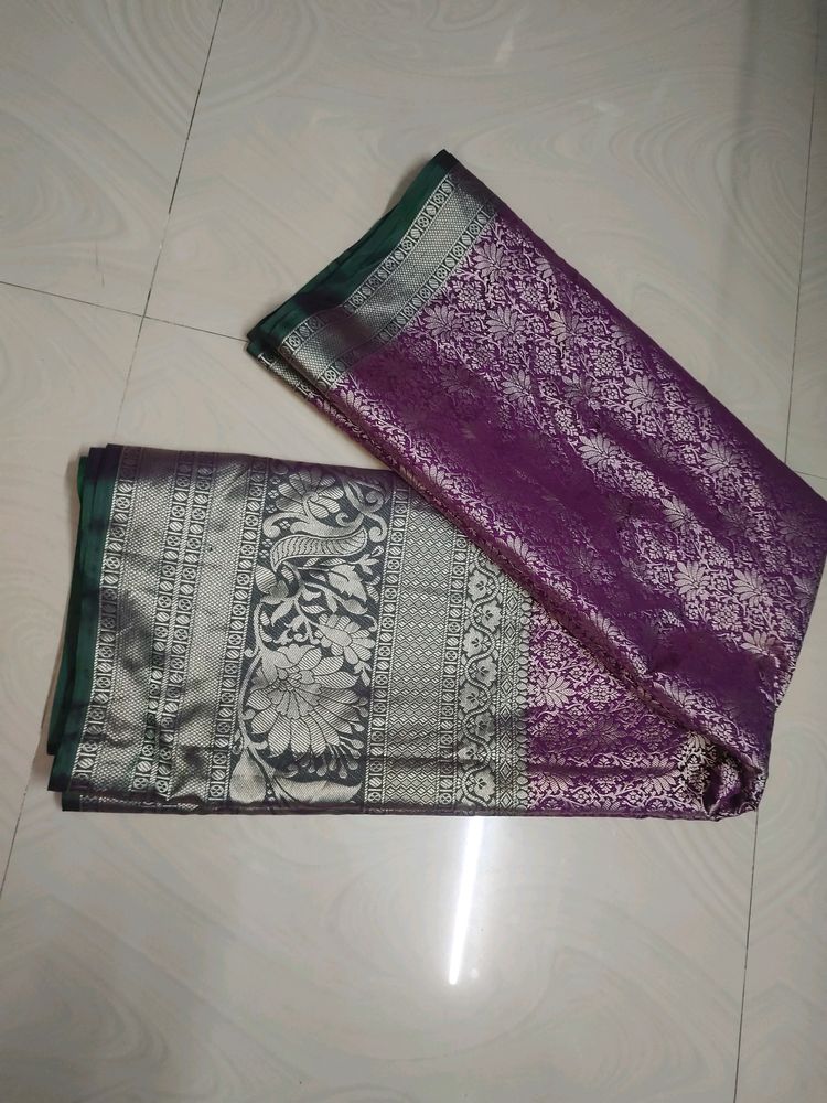 New Purple Colour Saree With Unstitched Blouse Pie