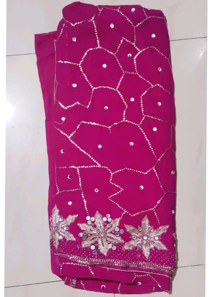 Heavy work party wear saree for women with blouse.