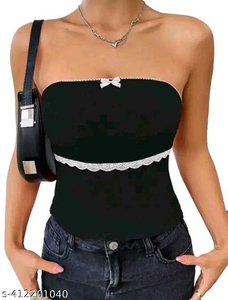 black Front bow tank top