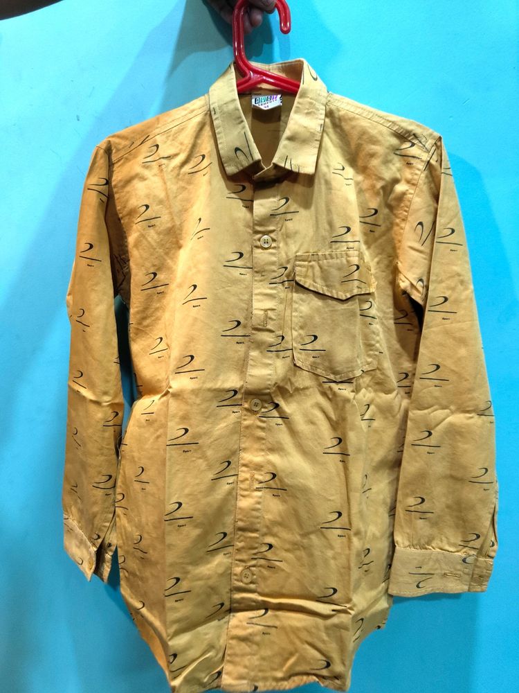 Mustard Colour Cotton Boy Shirt