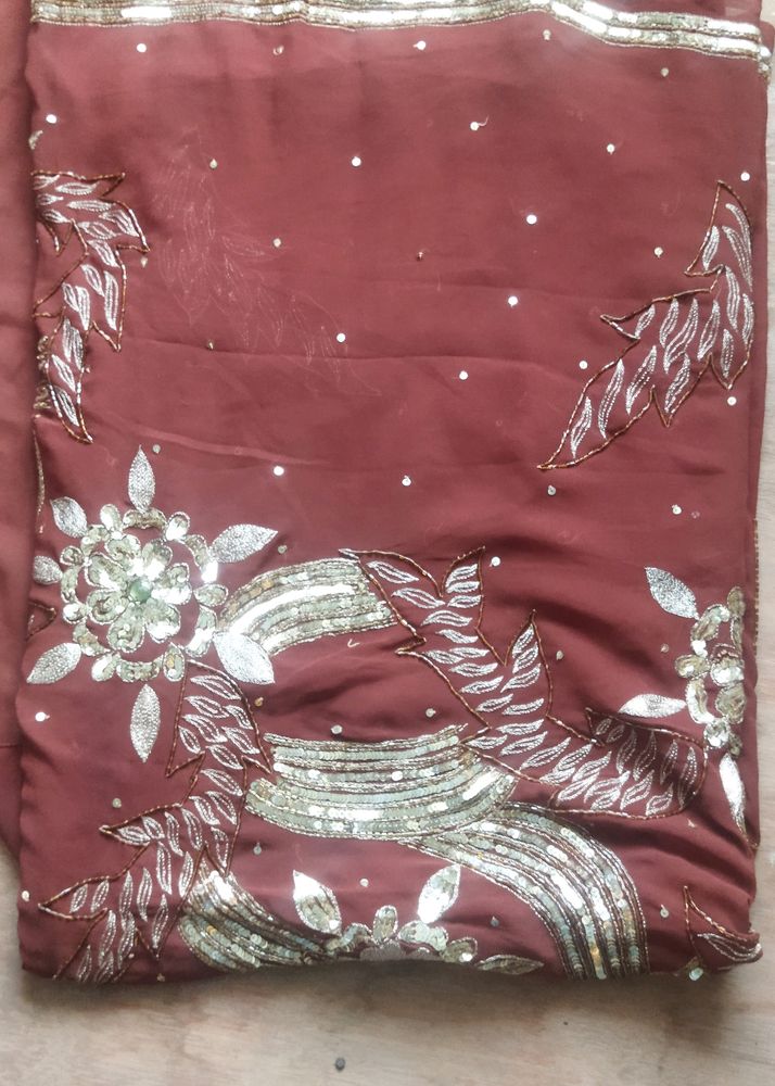 Beautiful Saree with sliver Design