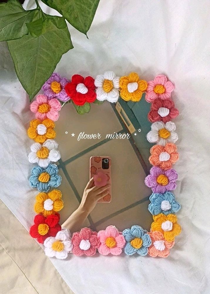 Crochet Flower Mirror