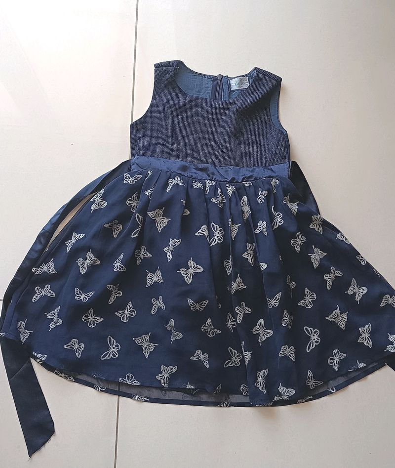 Butterfly Print Navy Blue Frock