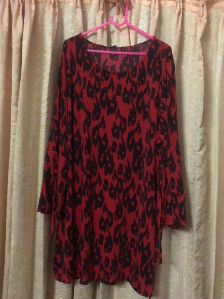 Imported Top/Tunic Red Leopard Prints