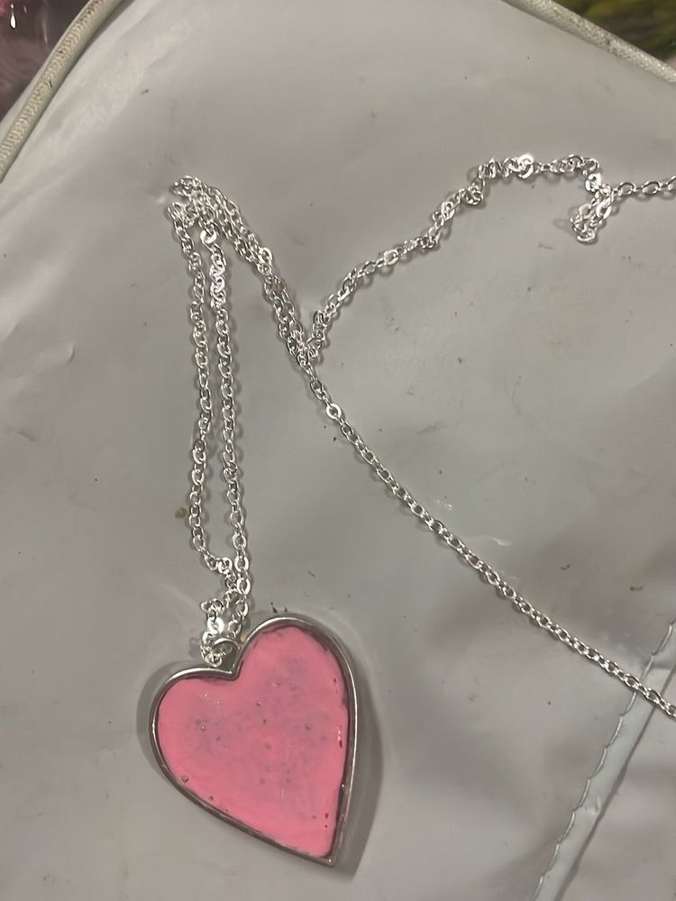 Dainty Pink Coloured Heart Pendant