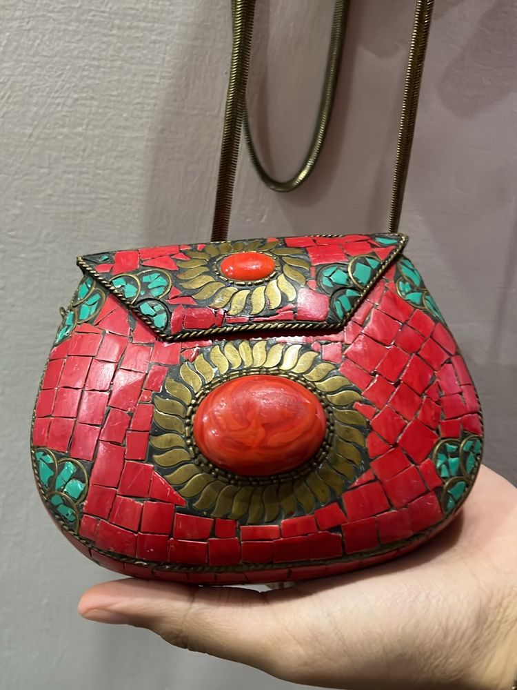 Beautiful Red Ethnic Bag