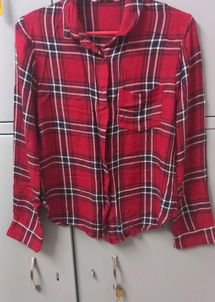 White Red Check Shirt