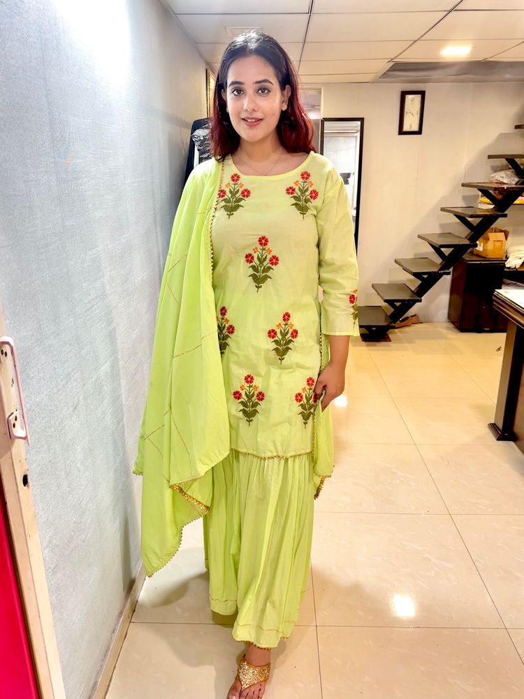 Parrot Green Sharara Suit