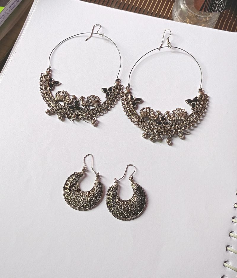 Combo Of 2 Silver Earrings