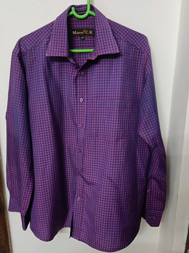 Purple Coloured Check Type Semi Formal Shirt