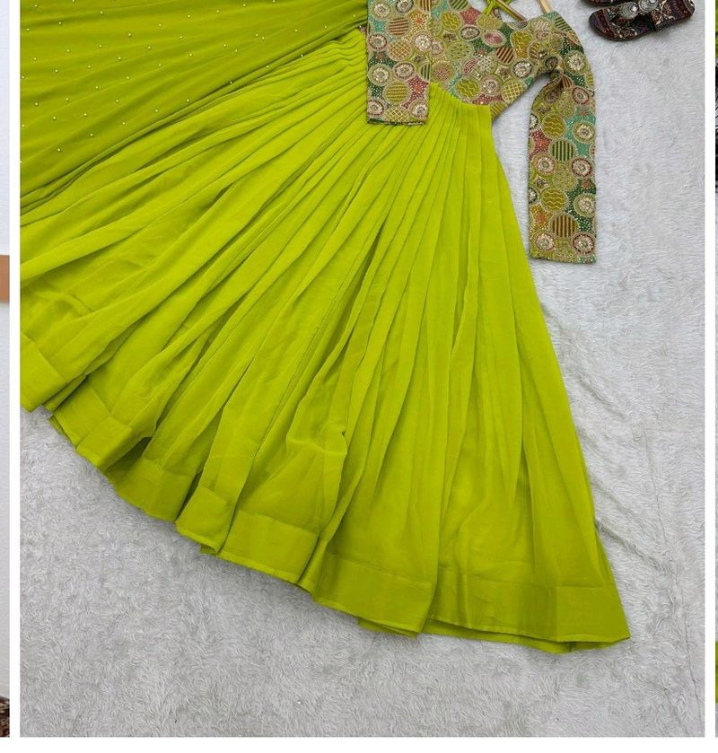 I Will Sale The Parrot Green Gown..Gown With.. Siz