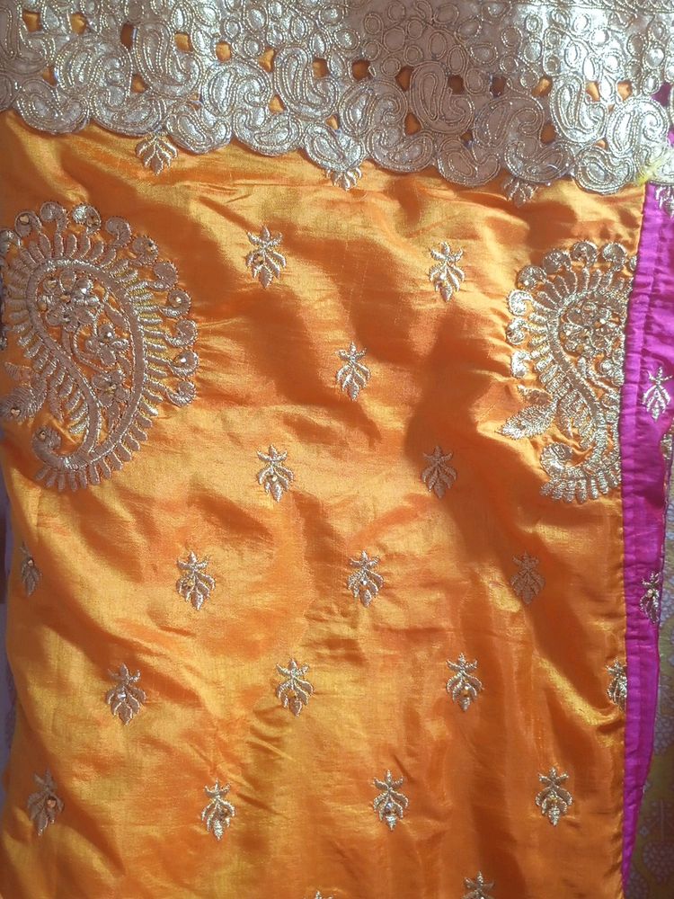 ROYAL ORANGISH PINK FESTIVE SAREE.