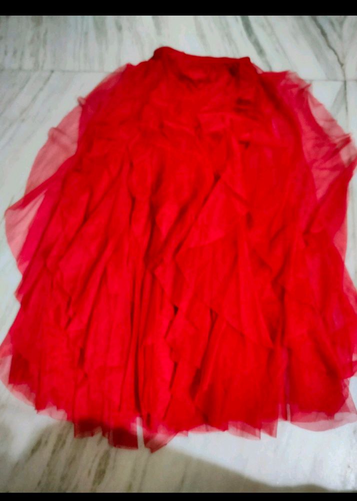 Red Ruffled Skirt