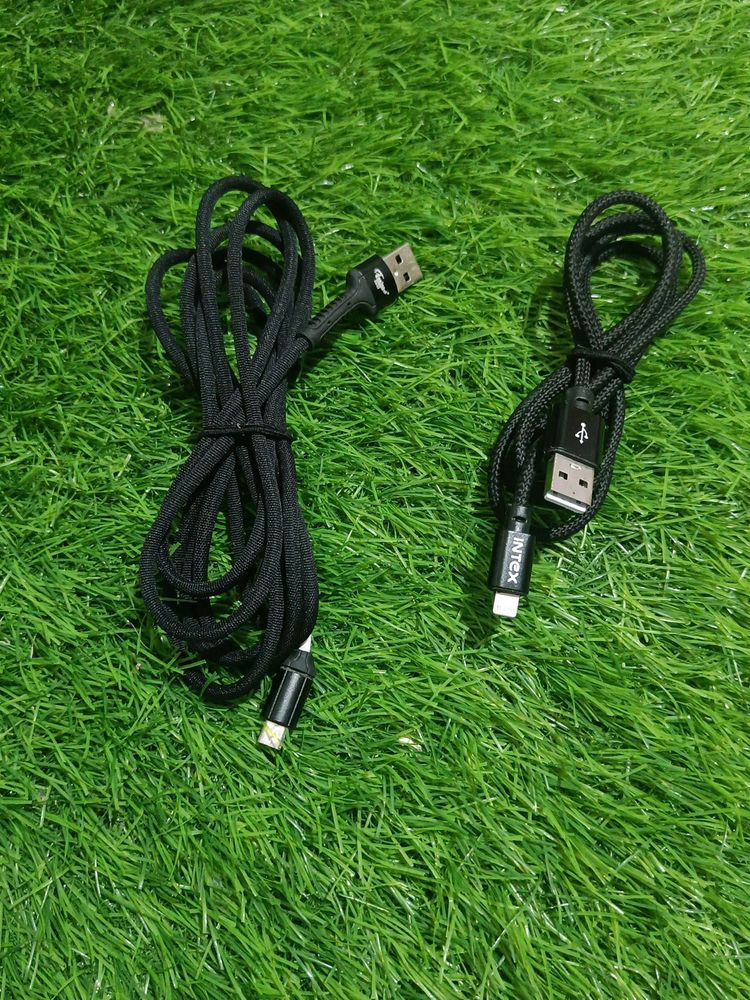 black usb (teslaa) and iPhone cable (intex)