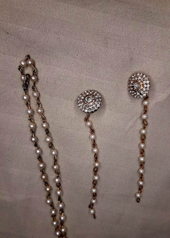 American Diamond And Peral Mang Tika Set Of 2