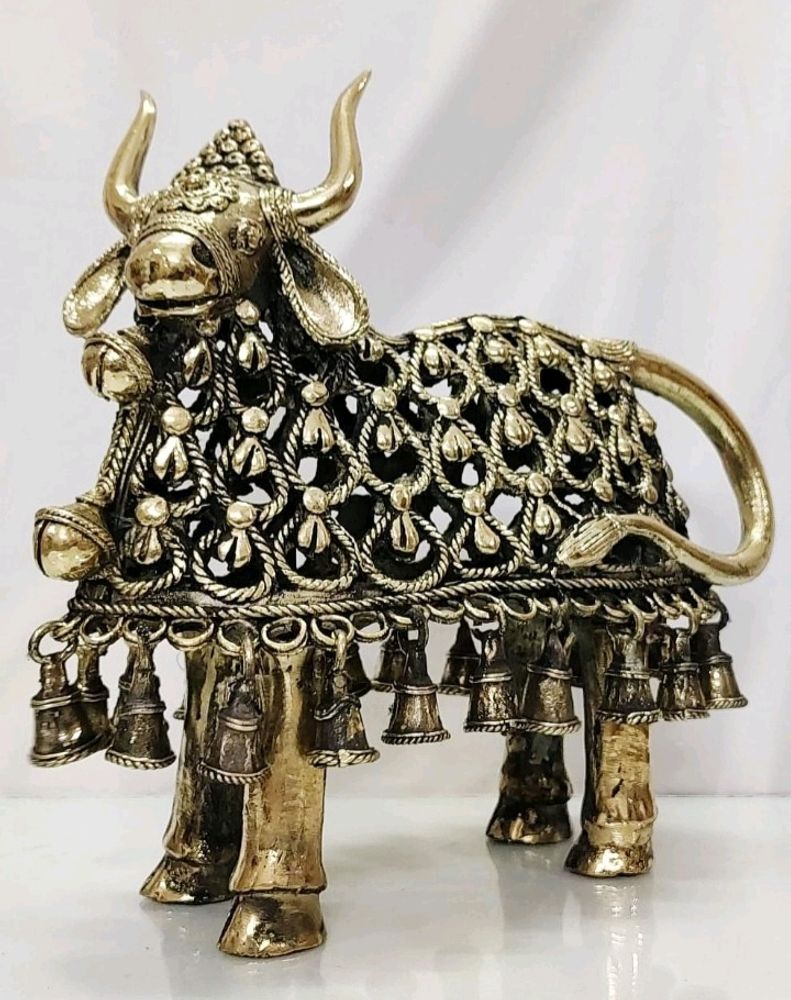 Metal Dhokra Art bell Nandi Statue