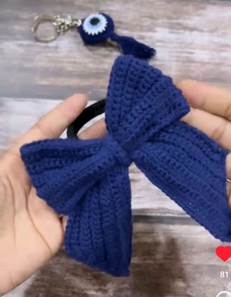 Crochet Bow Keychain In Different Colours