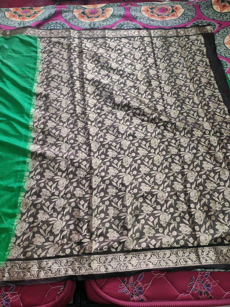 Green And Maroon Crepe Silk Saree