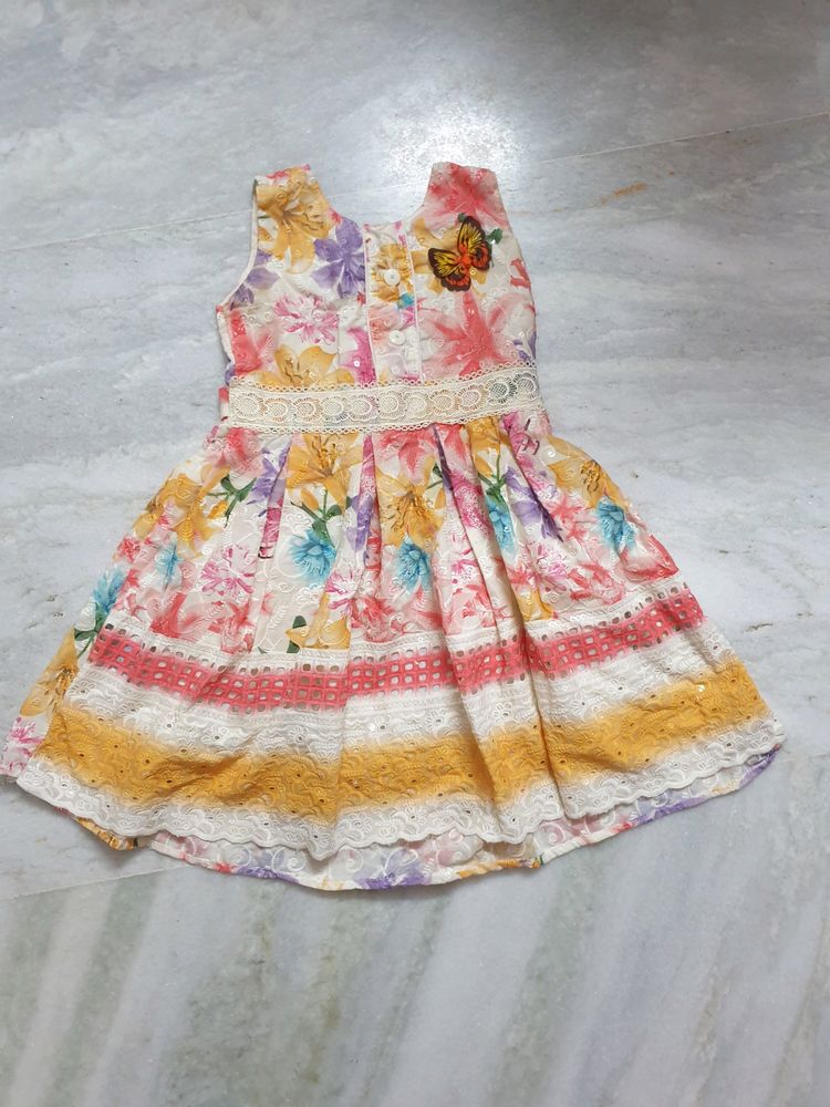 Multicolor Butterfly Floral Kids Dress