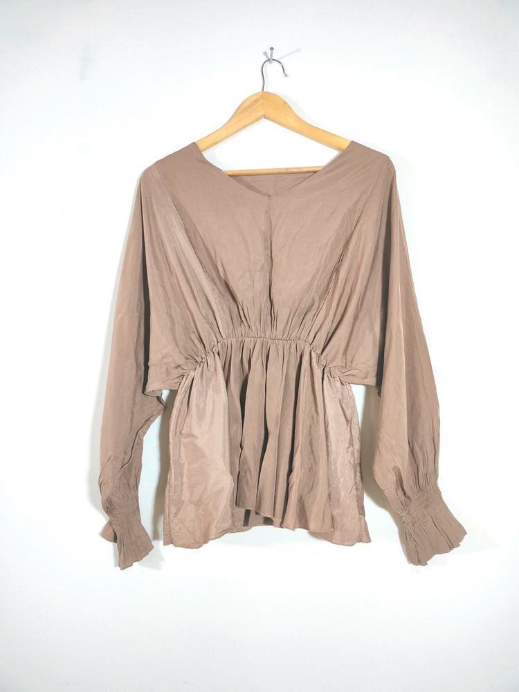 Tan Cinched Waist Tops (Women's)