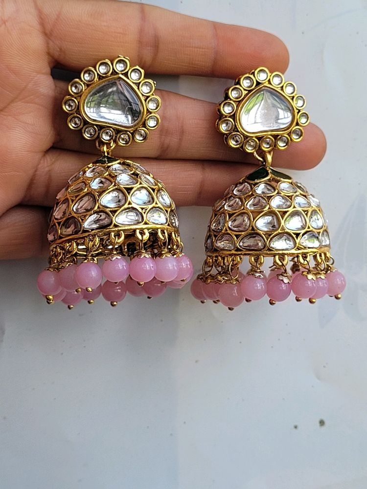 Light Pink Kundan Jhumka Set No.8