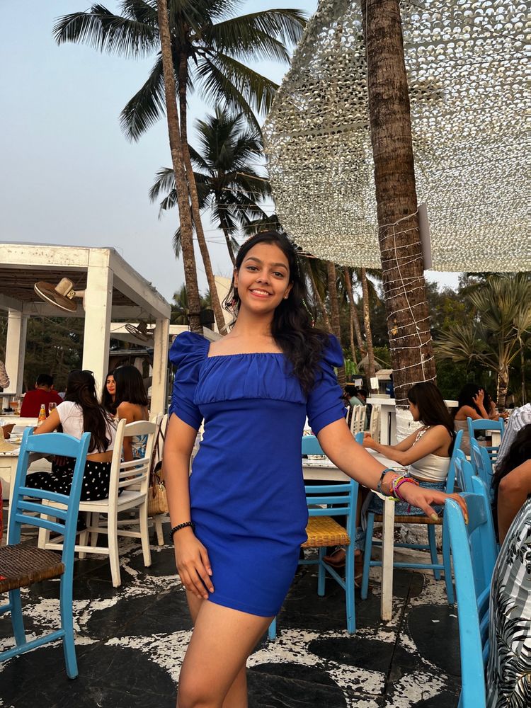 Gorgeous Blue Bodycon Dress With Puffy Sleeves