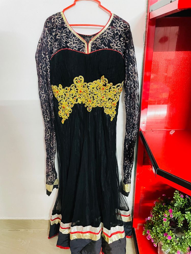 Heavy Worked Black Gown