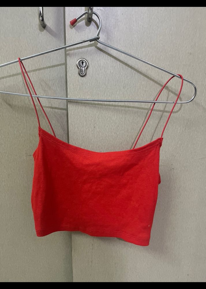 H&M Red Cropped Cami Top