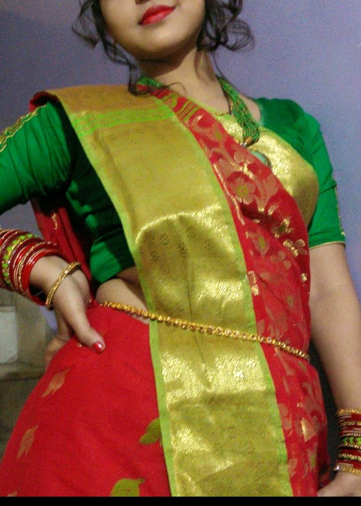 Saree And Two Earrings