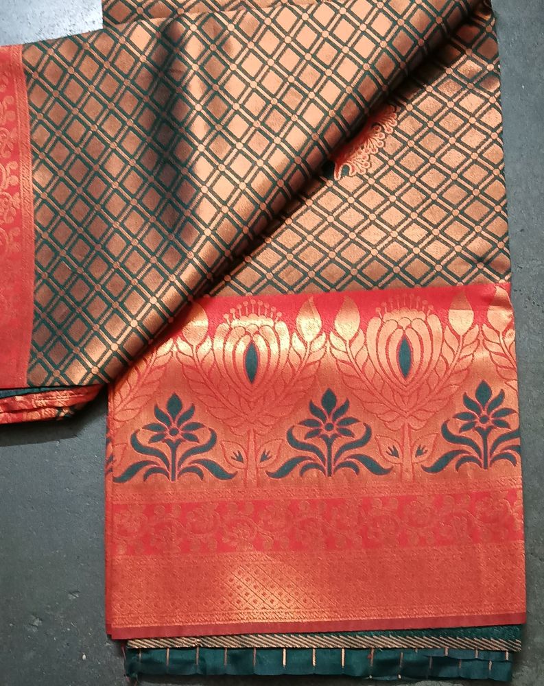 Beautiful Kerala Silk Saree With Blouse Piece